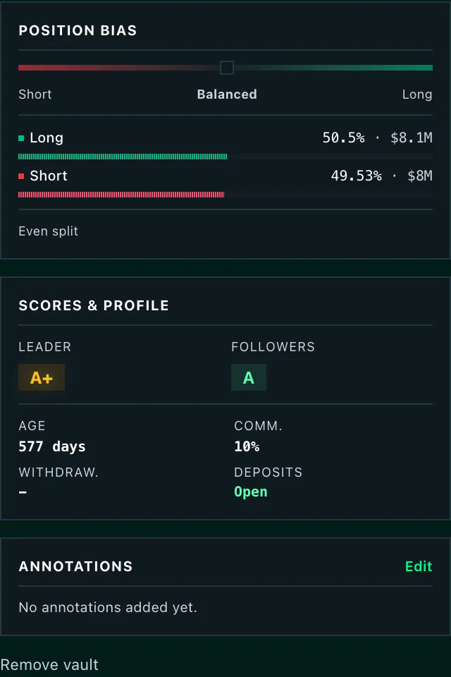vault detail summary cards